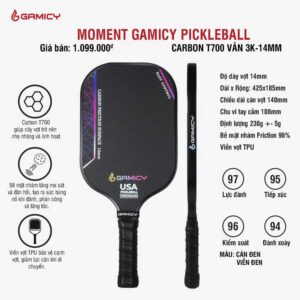 Vợt Pickleball Gamicy Moment T700 Den