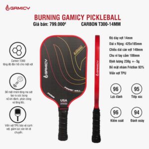 Vợt Pickleball Burning Gamicy T300 Đỏ