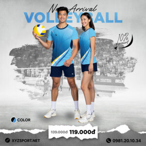 Mẫu Áo Bóng Chuyền Thiết Kế Mã BCX-05 Màu Xanh Ya