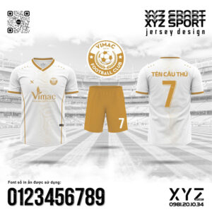 Áo Đấu Thể Thao Vimac FC – Trắng Vàng Đồng Cao Cấp