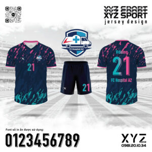 Áo Đá Bóng Xanh Navy Splash Hồng Xanh – Mẫu Demo 34