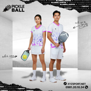 Áo Pickleball Thiết Kế Màu Trắng Tím Năng Động – Mã PKX-03