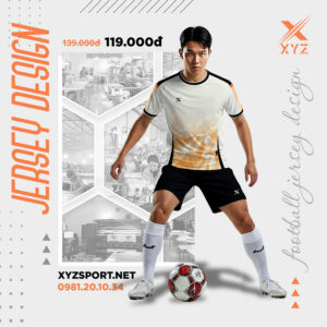 Áo Thể Thao Nam Màu Kem Phối Đen Viền Cam Pastel | XYZ Sport
