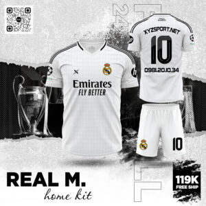 Mẫu Áo Đá Banh Real Madrid Sân Nhà Màu Trắng