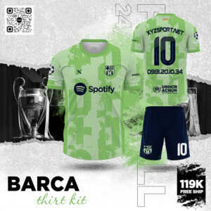 Áo Đấu Barcelona Sân Khách 2025 - Xanh Chuối Nổi Bật