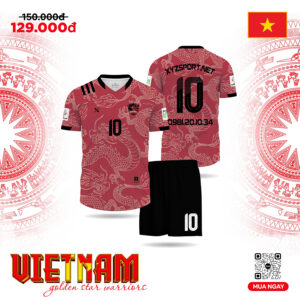 Áo Bóng Đá Đội Tuyển Việt Nam Golden Star Warriors Màu Đỏ Đậm