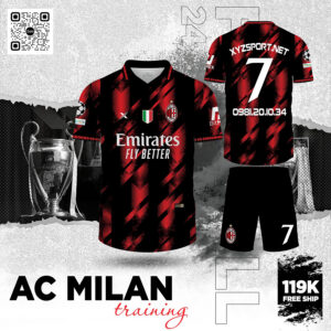 Áo Đấu Tập AC Milan Training - Đen Đỏ Thể Thao Cá Tính