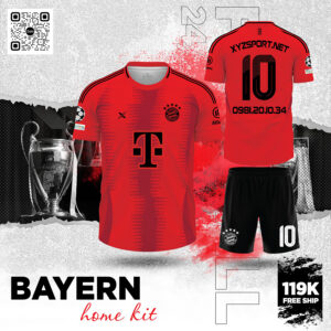 Bộ Đồ Thi đấu Bayern Munich Sân Nhà 2025 Màu Đỏ Mạnh Mẽ