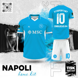 Bộ Đồ Đá Banh Napoli Home Kít - Xanh Ya Nổi Bật
