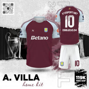 Áo Đấu Aston Villa Sân Nhà 2025 - Màu Đỏ Rượu Vang
