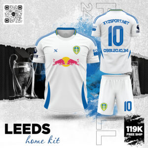 Áo Bóng Đá Leeds Home Kit Trắng – Thiết Kế Hiện Đại, Tinh Tế và Thoải Mái