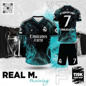 Áo Tập Real Madrid Màu Đen - Dáng Chuẩn, Chất Liệu Thể Thao Cao Cấp