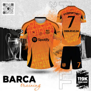 Áo Tập Barca Màu Cam Đen - Đậm Chất Nhiệt Huyết Và Thời Trang Thể Thao