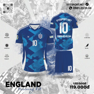 Đội Tuyển England Training Kit Màu Xanh Bích Họa Tiết Độc Đáo