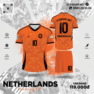Bộ Quần Áo Bóng Đá Hà Lan Training Kit Màu Cam 2025