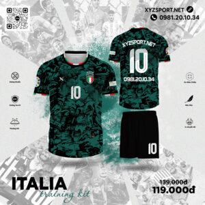 Bộ Đồ Đá Banh Italia Training Kit Màu Đen Cá Tính Và Chuẩn Ý