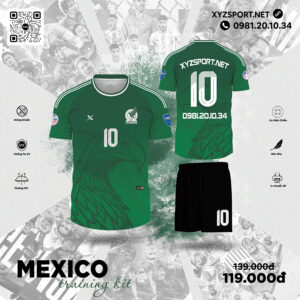 Mẫu Áo Bóng Đá Tập Luyện Mexico Xanh Ve Chai Độc Đáo