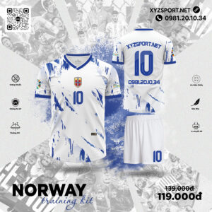Bộ Đồ Thể Thao Norway Training Kit Màu Trắng Phối Xanh Bích Tinh Tế