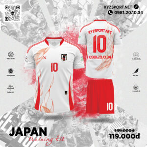 Quần Áo Bóng Đá Japan Training Kit Màu Trắng Đỏ Nhiệt Huyết