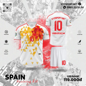 Áo Tập Luyện Đội Tuyển Tây Ban Nha Trắng - Spain Training Kit