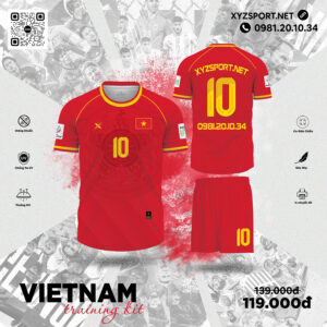 Áo Bóng Đá Vietnam Training Kit Màu Đỏ Tươi Đam Mê