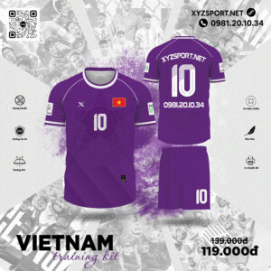 Quần Áo Đá Bóng Vietnam Training Kit Màu Tím Đậm Sang Trọng