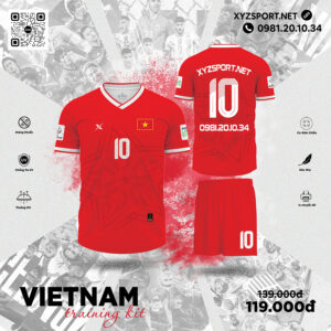 Quần Áo Đá Banh VIETNAM Training Kit Màu Đỏ Nổi Bật