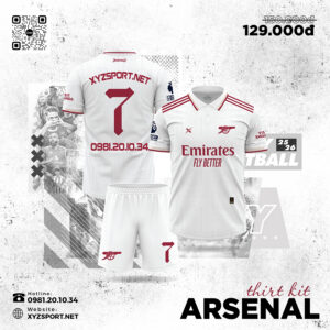 Mẫu Áo Đấu Arsenal 2025–2026 Third Kit Màu Trắng Phối Đỏ Đô