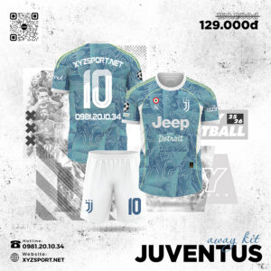 Mẫu Áo Đấu Sân Khách Juventus 2025/2026 Màu Xanh Ngọc Họa Tiết Nổi Bật