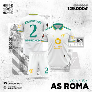 Mẫu Áo Đấu AS Roma 25/26 – Third Kit Màu Trắng Phối Xanh Két