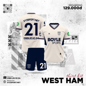 Áo Đấu West Ham Third 2025/26 Màu Kem – Thiết Kế Tối Giản, Đậm Chất Lịch Lãm
