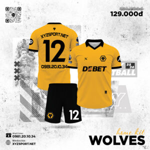 Đồng Phục Bóng Đá Wolves Sân Nhà  Màu Vàng Nổi Bật