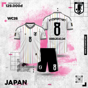 Áo Đấu HA PRO Japon Away 2026-27 Màu Trắng Sọc Màu Trẻ Trung