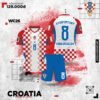 Quần Áo Đấu Croatia 2026 Sân Nhà Màu Trắng Phối Họa Tiết Đỏ Caro Nổi Bật