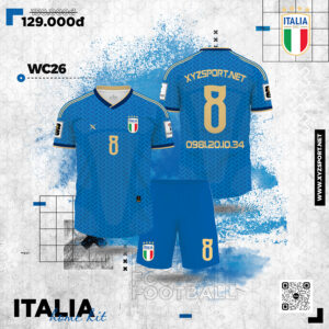 Áo Đấu Italia 2026-27 Sân Nhà Màu Xanh Bích - Công Nghệ Thoáng Mát, Đẳng Cấp Chuyên Nghiệp