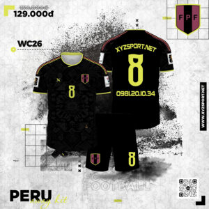 Bộ Trang Phục Thể Thao Peru Away Kit 2026 Màu Đen Cá Tính