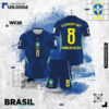 Bộ Quần Áo Bóng Đá Brasil 2026 World Cup Màu Tím Than Phối Vàng Neon