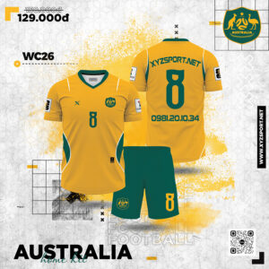 Quần Áo Bóng Đá Úc 2026 Màu Vàng Hoàng Gia - Australia World Cup SN05