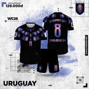 Mẫu Áo Bóng Đá Màu Đen Uruguay 2026 World Cup SK-04