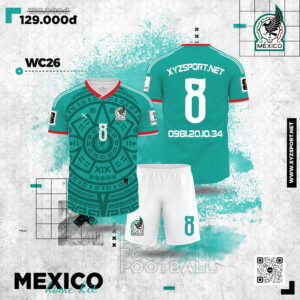 Áo Đấu Mexico Sân Nhà World Cup 2026 Màu Xanh Ngọc Nổi Bật