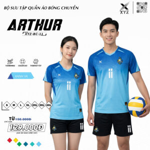 Mẫu Áo Bóng Chuyền Nam Nữ XYZ BC-11 Màu Xanh Ya Đậm Thể Thao Hiện Đại